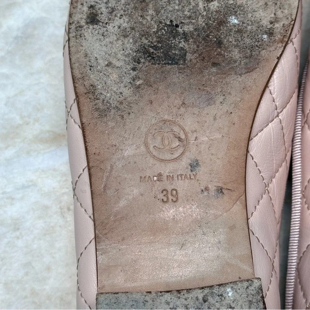CHANEL Ballet flats Sz.39 Beige/Blush w/Box, shoe bags, docs. - Picture 14 of 16
